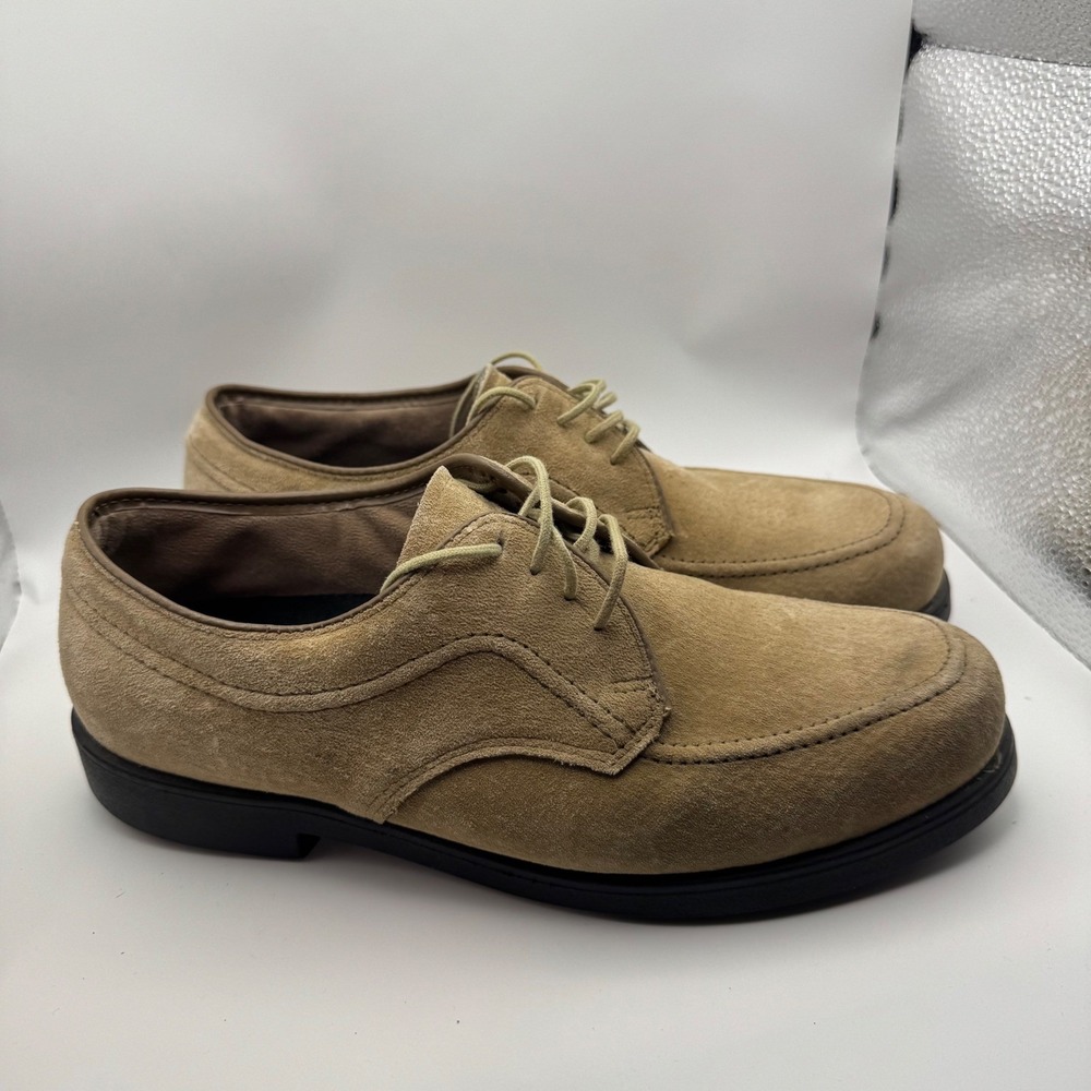 Hush Puppies Professional Mens 9 D Tan Suede Moc Toe Oxford Shoes 30006 ANSI Z41